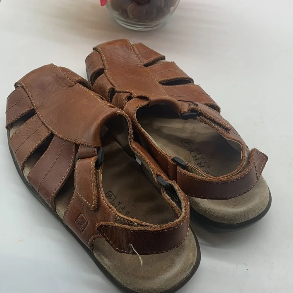 Sperry Brown Leather Fisherman Sandals Sz 9. MS1349C